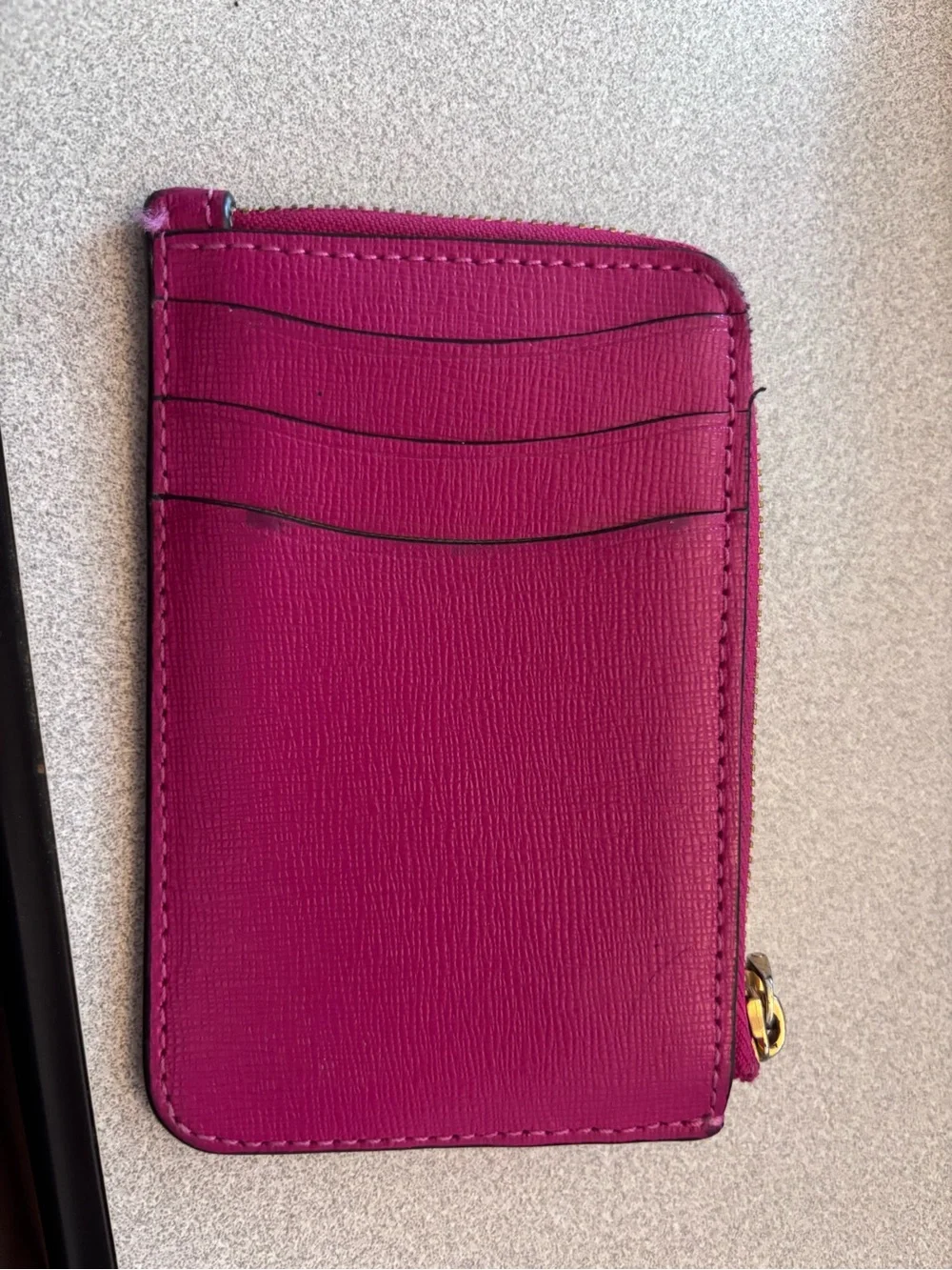 kate spade Hot Pink Zip-Around Card Case with Bow Detail